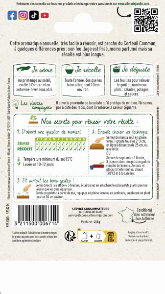 Aromatiques - Cerfeuil Frisé - MEDIA_PACKAGING_VERSO